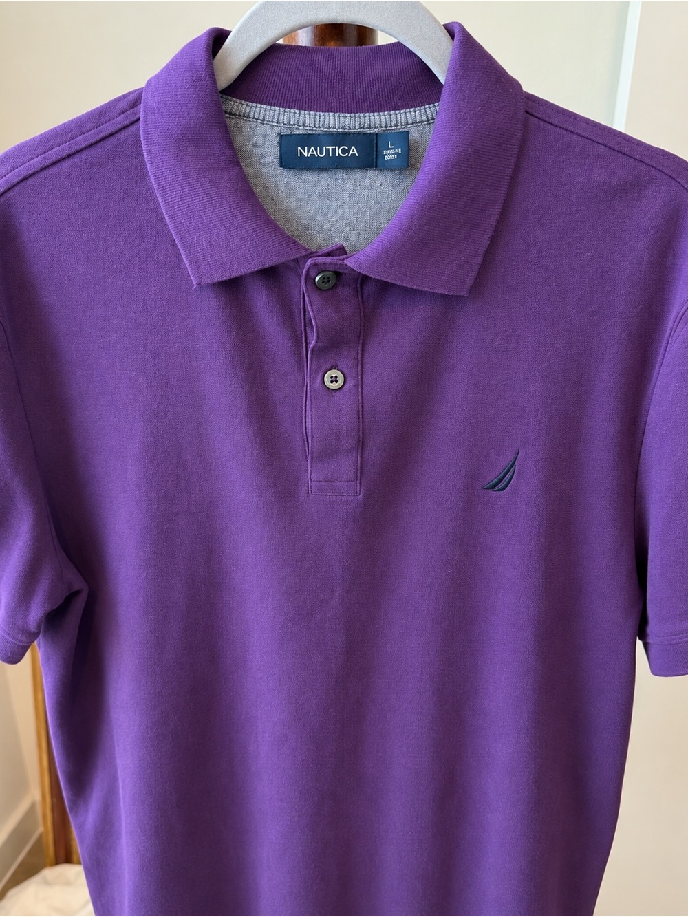 Nautica Men's Deep Purple Polo with Nautical Logo